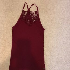 Hollister Top- Red Lace Tank Top